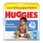 FRALDA HUGGIES RAPIDA ABSORÇAO HIPER M 92UN
