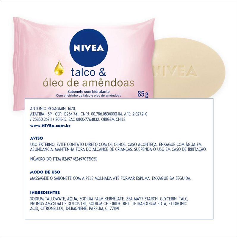 NIVEA SABONETE TALCO E OLEO DE AMENDOAS 85G
