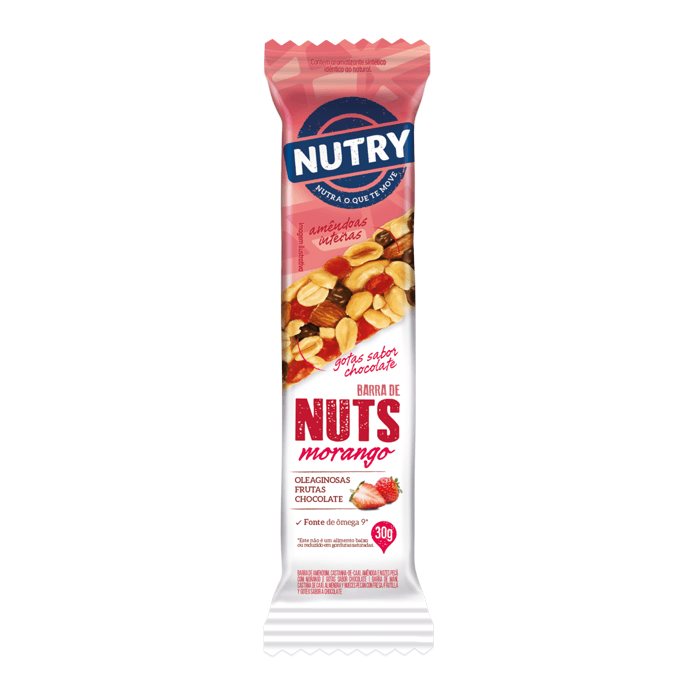 BARRA DE CEREAIS NUTRY NUTS SABOR MORANGO COM GOTAS DE CHOCO