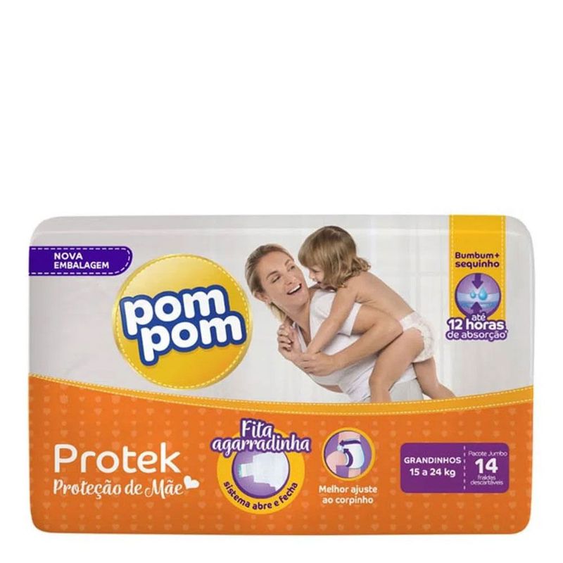 FRALDA POM POM PROTEKBABY GRANDINHOS 15 A 24KG 14UN