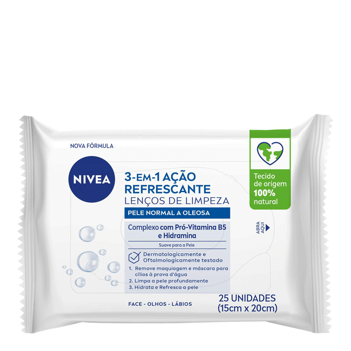 NIVEA LENÇO DE LIMPEZA E DEMAQUILANTE 3EM1 AÇAO REFRESCANTE