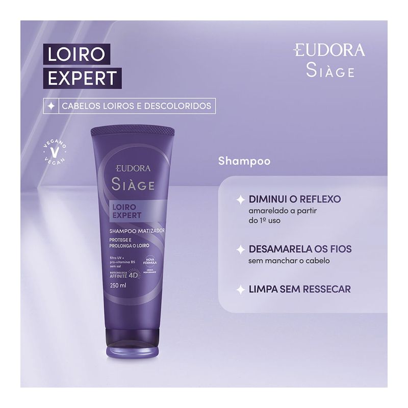 EUDORA SIAGE SHAMPOO DESAMARELADOR LOIRO EXPERT 250ML