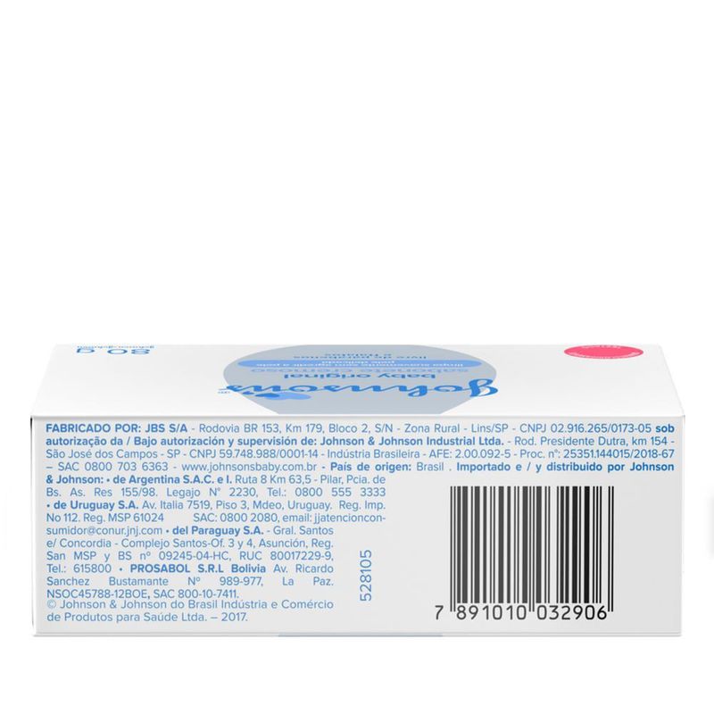 SABONETE JOHNSONS BABY ORIGINAL PELE DELICADA 80G
