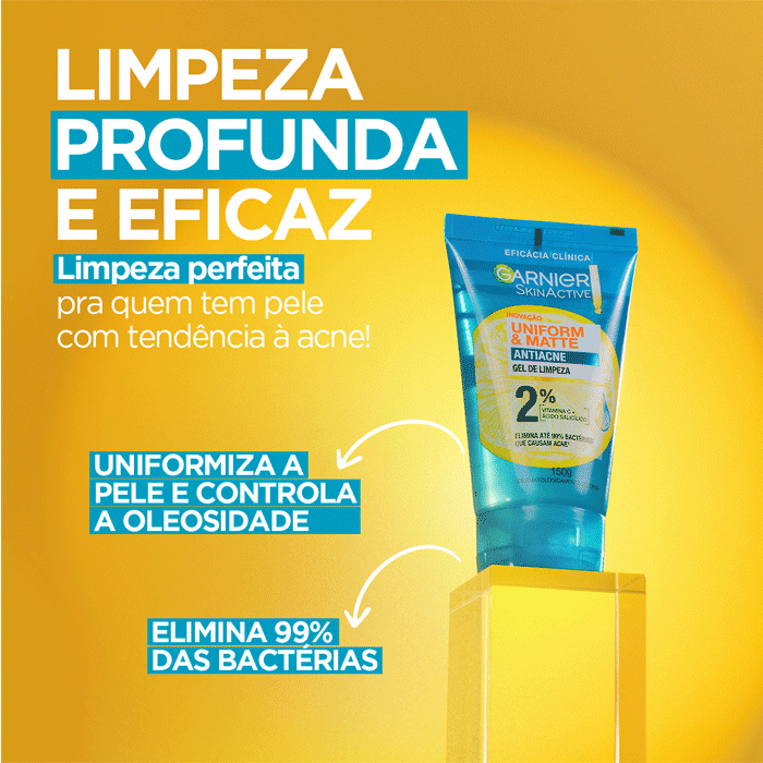 GARNIER SKIN ACTIVE GEL DE LIMPEZA FACIAL UNIFORM MATTE 150G