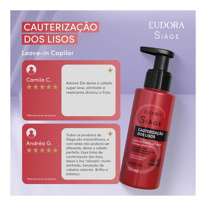 EUDORA SIAGE LEAVE IN CAUTERIZAÇAO DOS LISOS 100ML