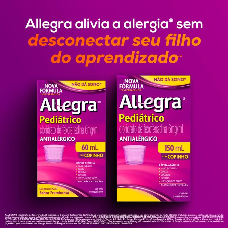ALLEGRA 6MG/ML SUSPENSAO PEDIATRICA COM COPO DOSADOR 150ML