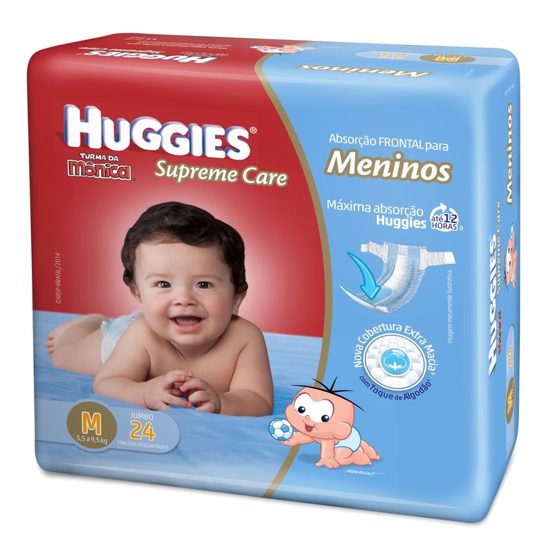FRALDA HUGGIES SUPREME CARE TURMA DA MONICA MENINOS M 24UN