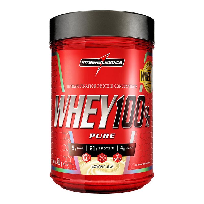WHEY 100% PURE BAUNILHA INTEGRALMEDICA 450G