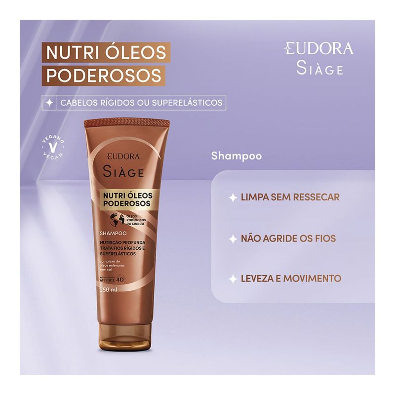 EUDORA SIAGE SHAMPOO NUTRI OLEOS PODEROSOS NUTRIÇAO PROFUNDA