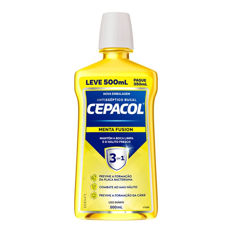 CEPACOL ENXAGUATORIO BUCAL MENTA FUSION LEVE500ML PAGUE350ML