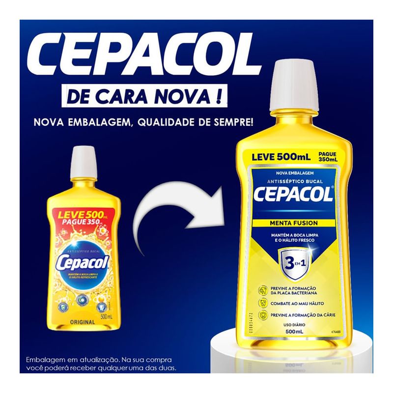 CEPACOL ENXAGUATORIO BUCAL MENTA FUSION LEVE500ML PAGUE350ML