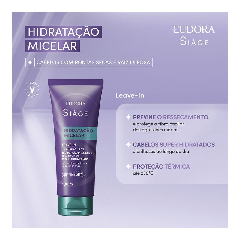 EUDORA SIAGE LEAVE IN HIDRATAÇAO MICELAR 100ML
