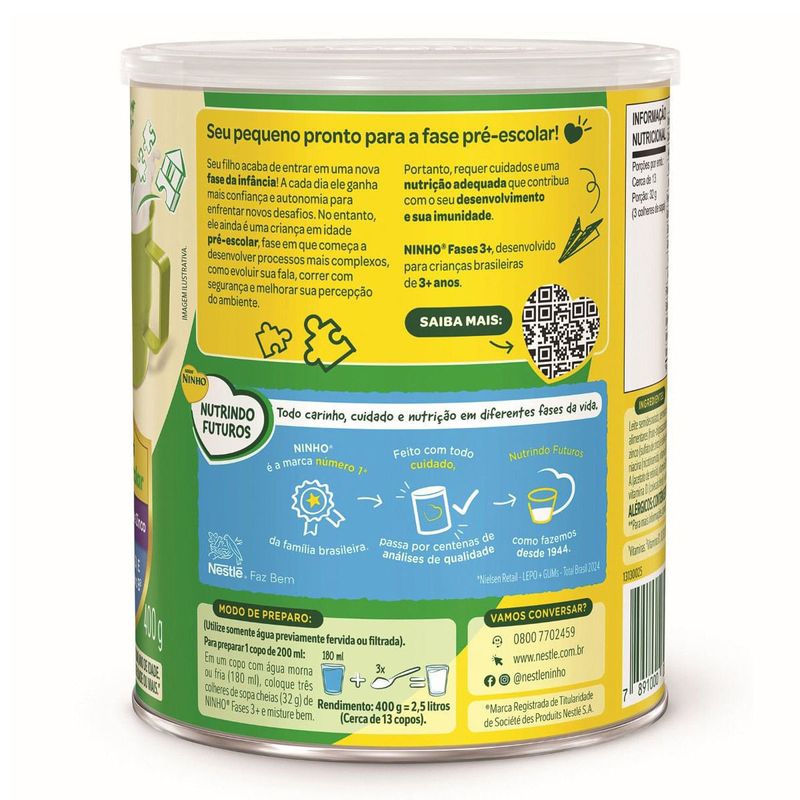 LEITE NINHO FASES 3+ 400G
