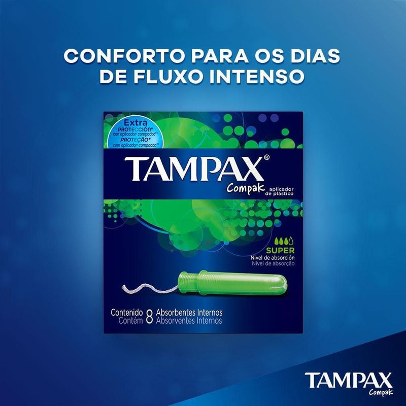 ABSORVENTE TAMPAX COMPAK SUPER 8UN