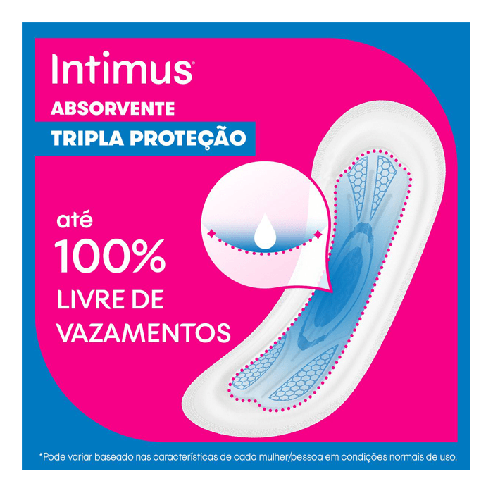 ABSORVENTE INTIMUS TRIPLA PROTEÇAO COBERTURA SECA SEM ABAS 8