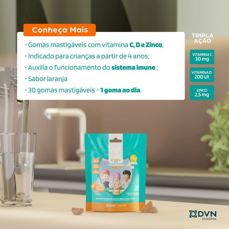C TRIPLE VITAMINA C+D+ZINCO KIDS 30GOMAS