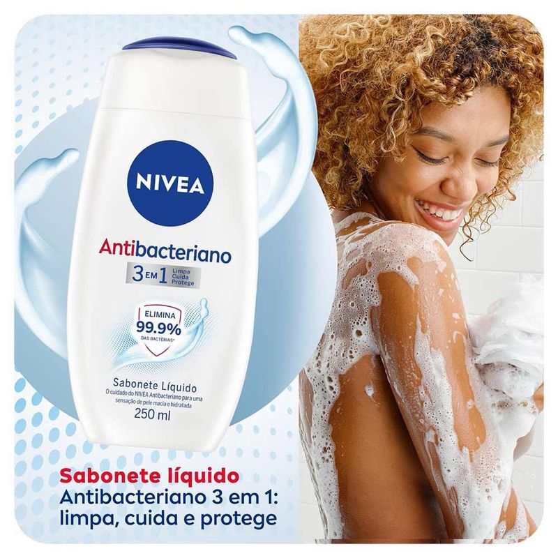 NIVEA SABONETE LIQUIDO ANTIBACTERIANO 3X1 250ML