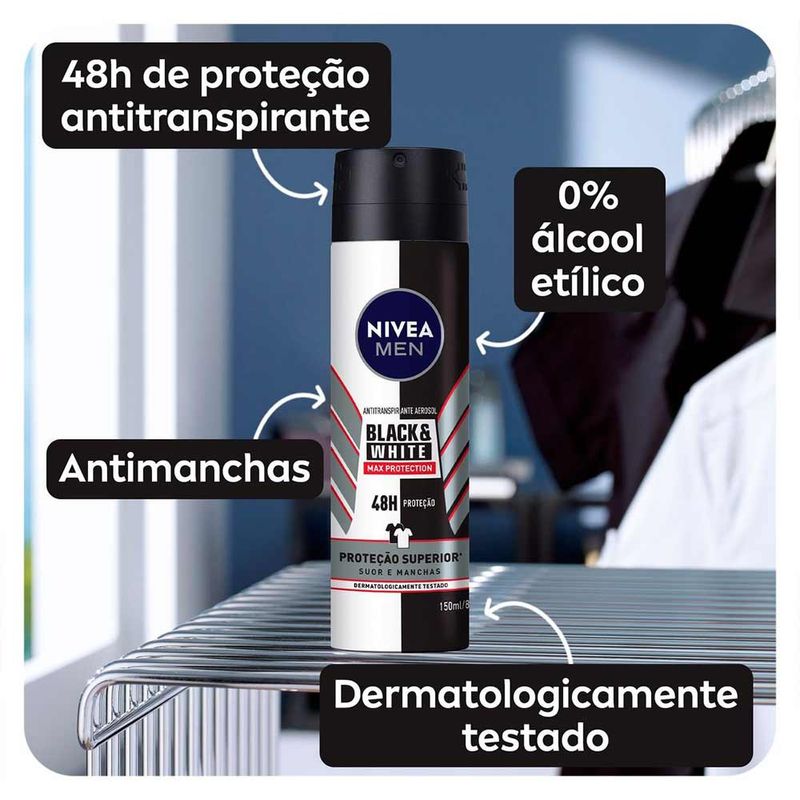 NIVEA DESODORANTE AE BLACK WHITE MAX PROTECTION MEN 150ML
