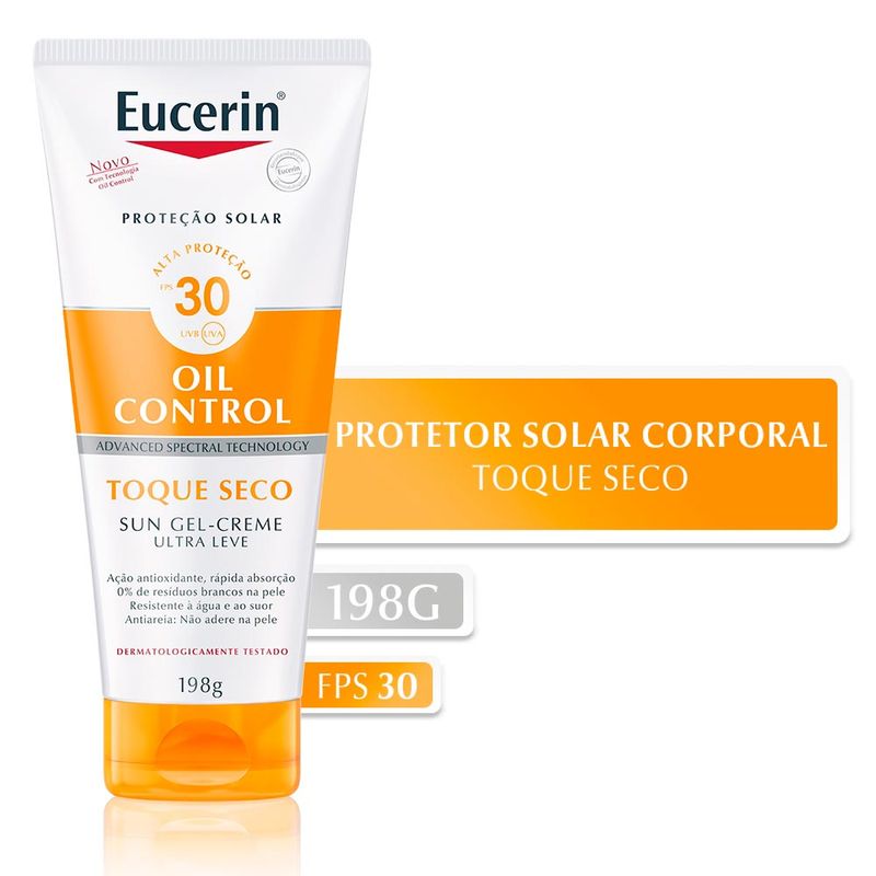 EUCERIN PROTETOR SOLAR GEL CREME TOQUE SECO FPS30 200ML