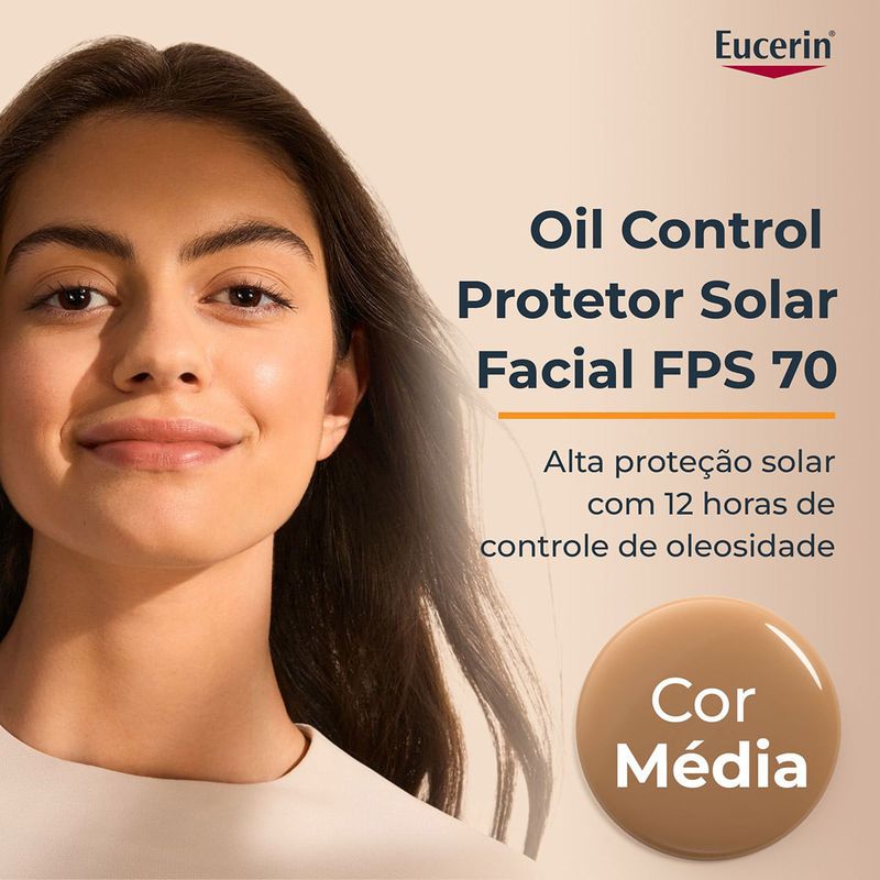 EUCERIN SUN PROTETOR SOLAR OIL CONTR TINTED MEDIO FPS70 50ML