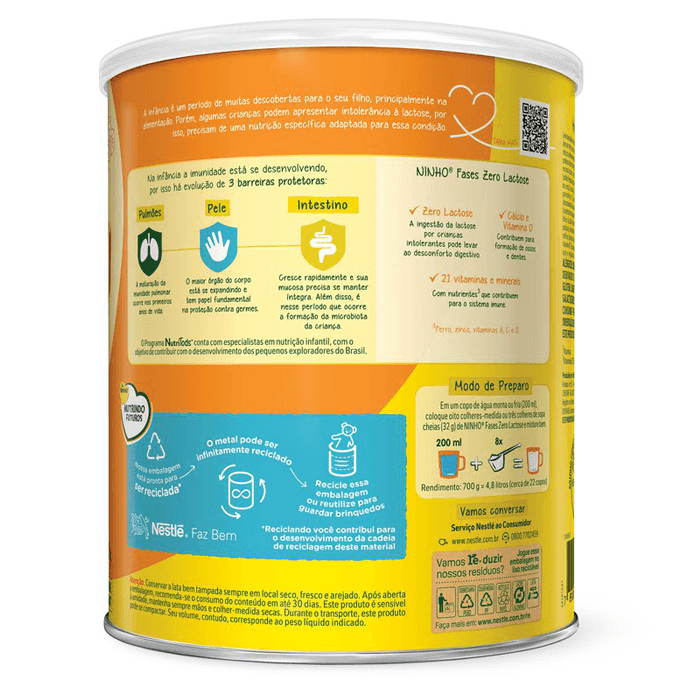 LEITE NINHO FASES ZERO LACTOSE 700G