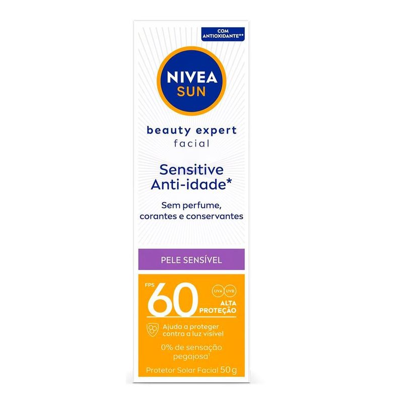 NIVEA SUN BEAUTY EXPERT PROTETOR SOLAR FACIAL PELE SENSIVEL