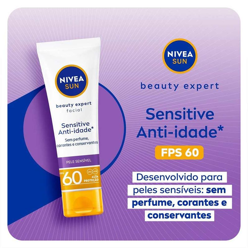 NIVEA SUN BEAUTY EXPERT PROTETOR SOLAR FACIAL PELE SENSIVEL