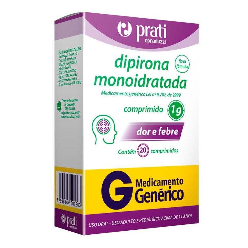 DIPIRONA PRATI 1G 20CPR GEN