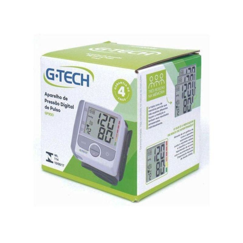 MONITOR DE PRESSAO ARTERIAL GTECH DIGITAL DE PULSO GP300