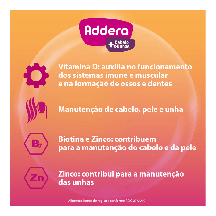ADDERA CABELOS E UNHAS 90CPR