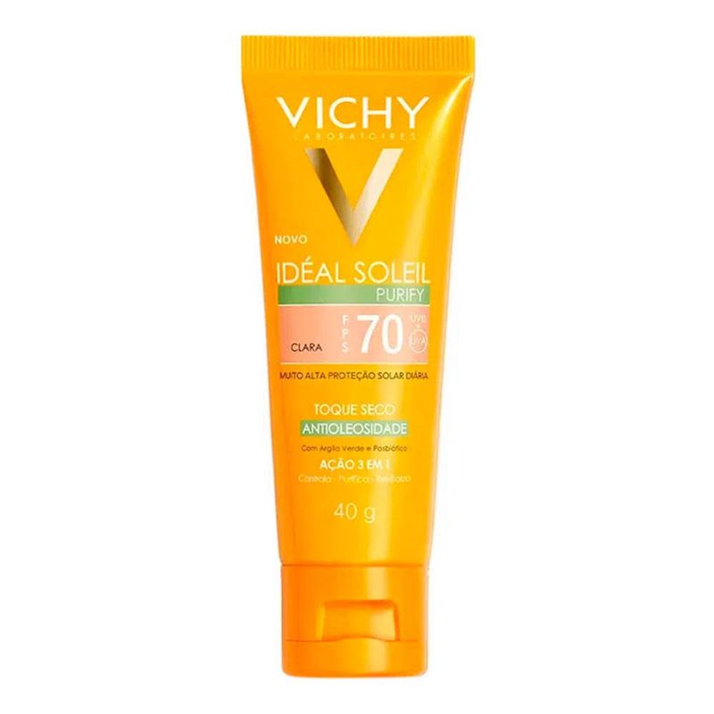 VICHY IDEAL SOLEIL PURIFY PROTETOR SOLAR COR CLARA FPS 40G