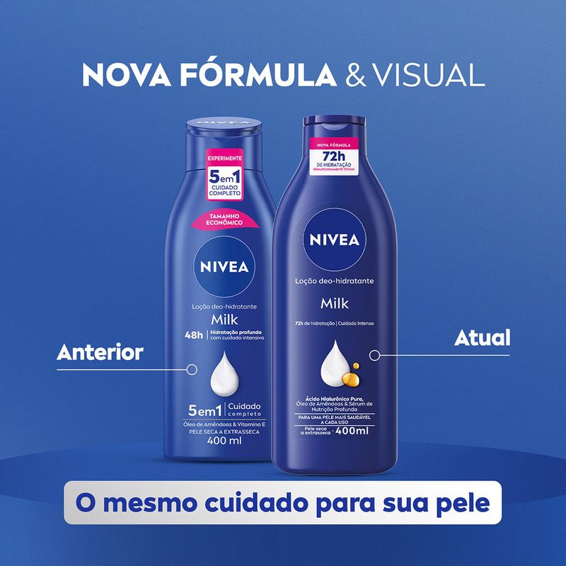 KIT NIVEA HIDRATANTE CORPORAL MILK PELE SECA/EXTRASSECA 400M