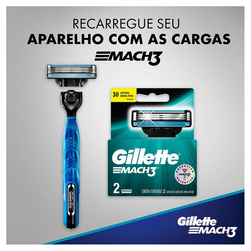 APARELHO GILLETTE MACH3 ACQUA GRIP MAIS 3CARGAS REGULAR GRAT
