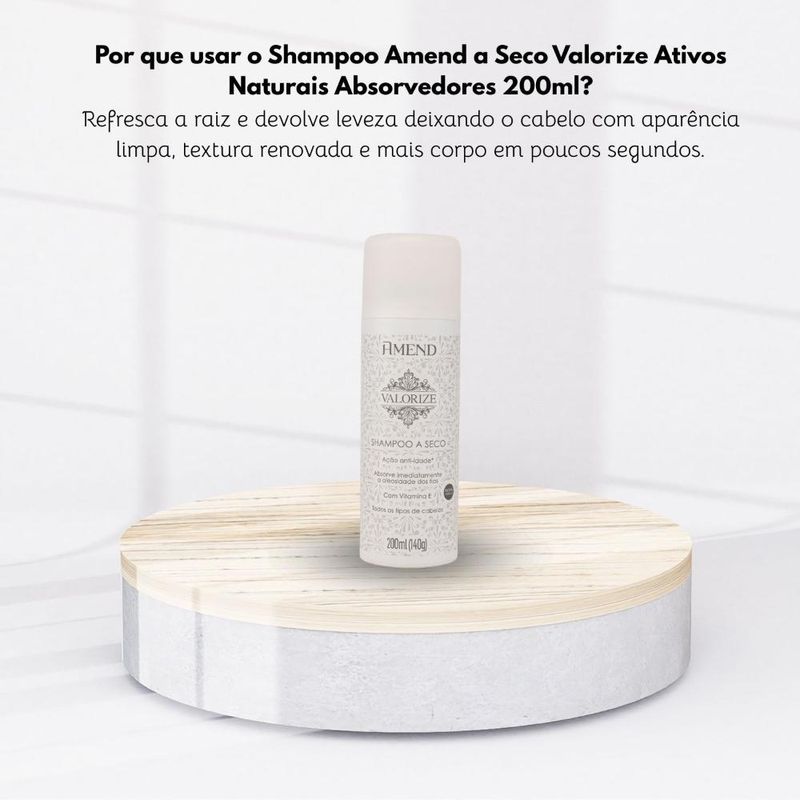 SHAMPOO A SECO AMEND VALORIZE TODOS OS TIPOS DE CABELOS 200M