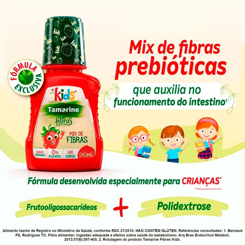 TAMARINE FIBRAS KIDS SABOR MORANGO 240ML