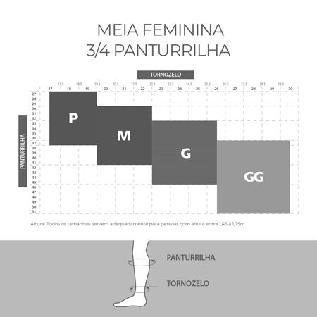MEIA 3/4 ATTIVA MEDIA COMPRESSAO FEMININA PONTEIRA FECH-127