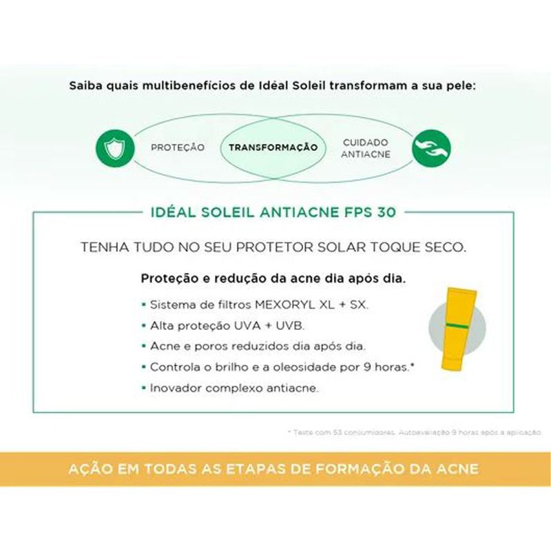 VICHY IDEAL SOLEIL PROTETOR SOLAR TOQUE SECO ANTIACNE FPS30