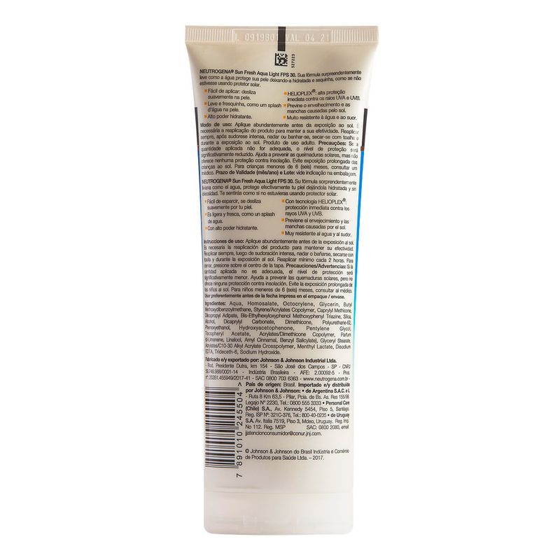 NEUTROGENA SUN FRESH AQUA LIGHT PROTETOR SOLAR FPS30 200ML