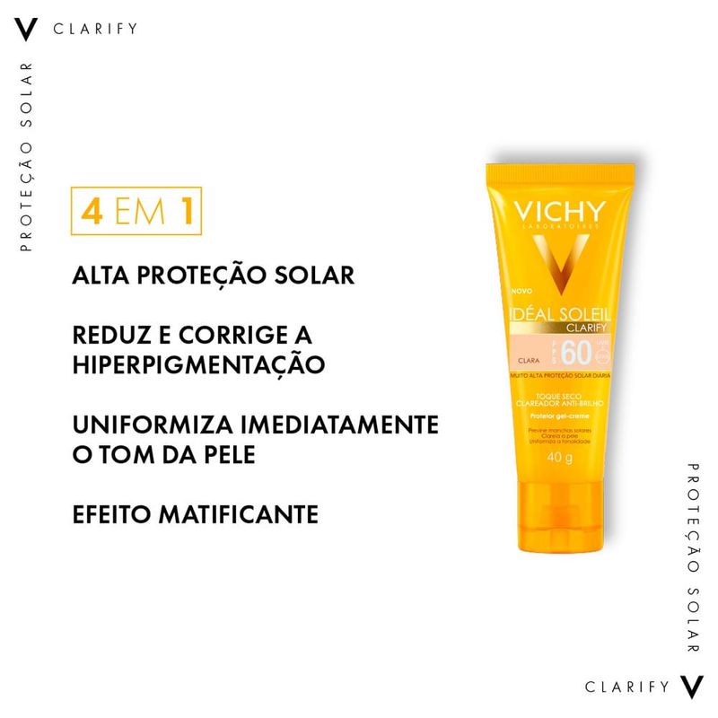 VICHY IDEAL SOLEIL CLARIFY PROTETOR SOLAR COR CLARA FPS60 40