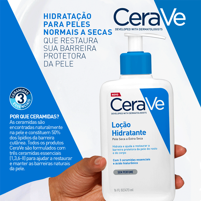CERAVE LOÇAO HIDRATANTE PELE SECA/EXTRA SECA S/PERFUME 473ML