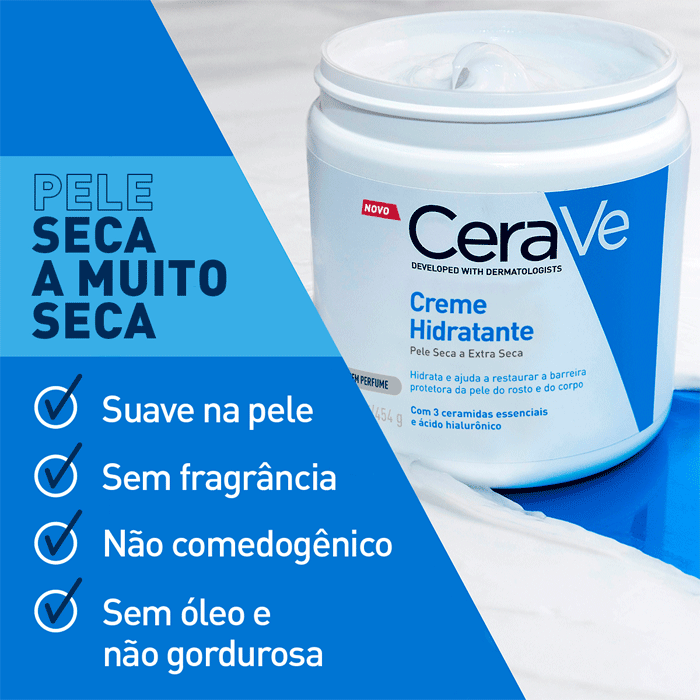 CERAVE CREME HID PELE SECA A EXTRA SECA SEM PERFUME 454G