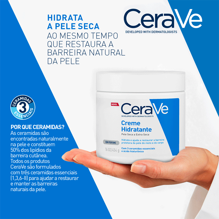 CERAVE CREME HID PELE SECA A EXTRA SECA SEM PERFUME 454G
