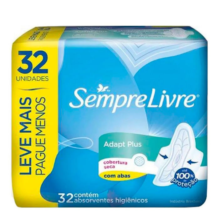 ABSORVENTE SEMPRE LIVRE ADAPT PLUS COBERTURA SECA COM ABAS 3