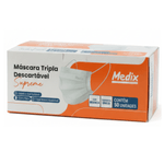 MASCARA CIRURGICA DESCARTAVEL MEDIX TRIPLA COM ELASTICO 50UN
