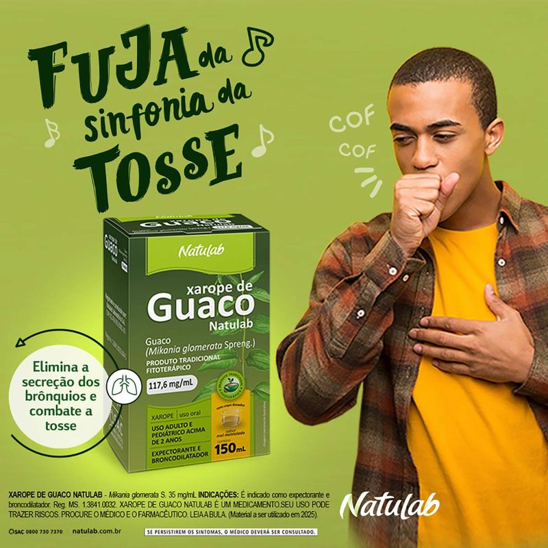XAROPE DE GUACO 117,6MG/ML NATULAB SEM AÇUCAR 150ML