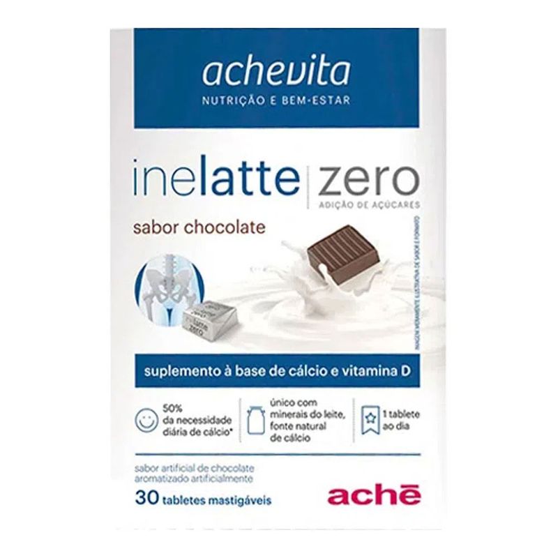 INELATTE ZERO AÇUCAR SABOR CHOCOLATE 30TABLETES MASTIGAVEIS
