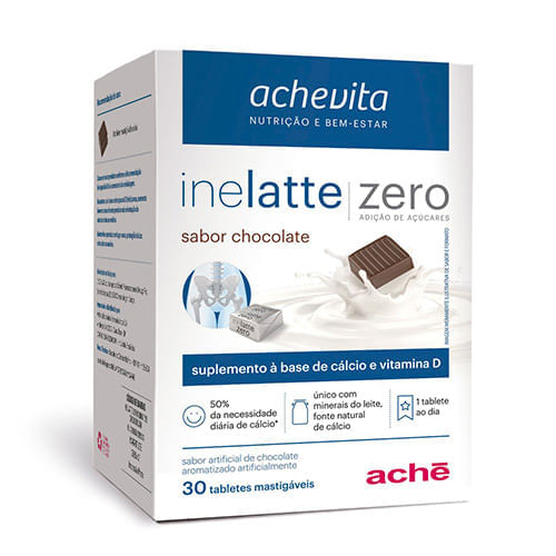 INELATTE ZERO AÇUCAR SABOR CHOCOLATE 30TABLETES MASTIGAVEIS
