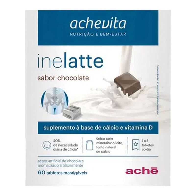 INELATTE SABOR CHOCOLATE 60TABLETES MASTIGAVEIS