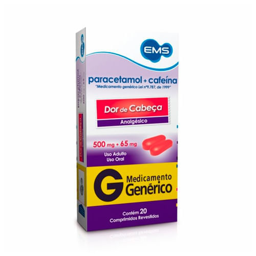 PARACETAMOL/CAFEINA EMS 500/65MG 20CPR GEN