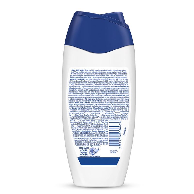 SABONETE LIQUIDO PROTEX PRO HIDRATA ARGAN 250ML